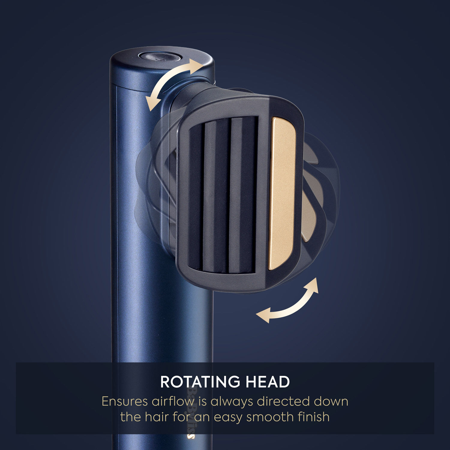 Rotating head - ensures airflow is always directed down the hair for an easy smooth finish